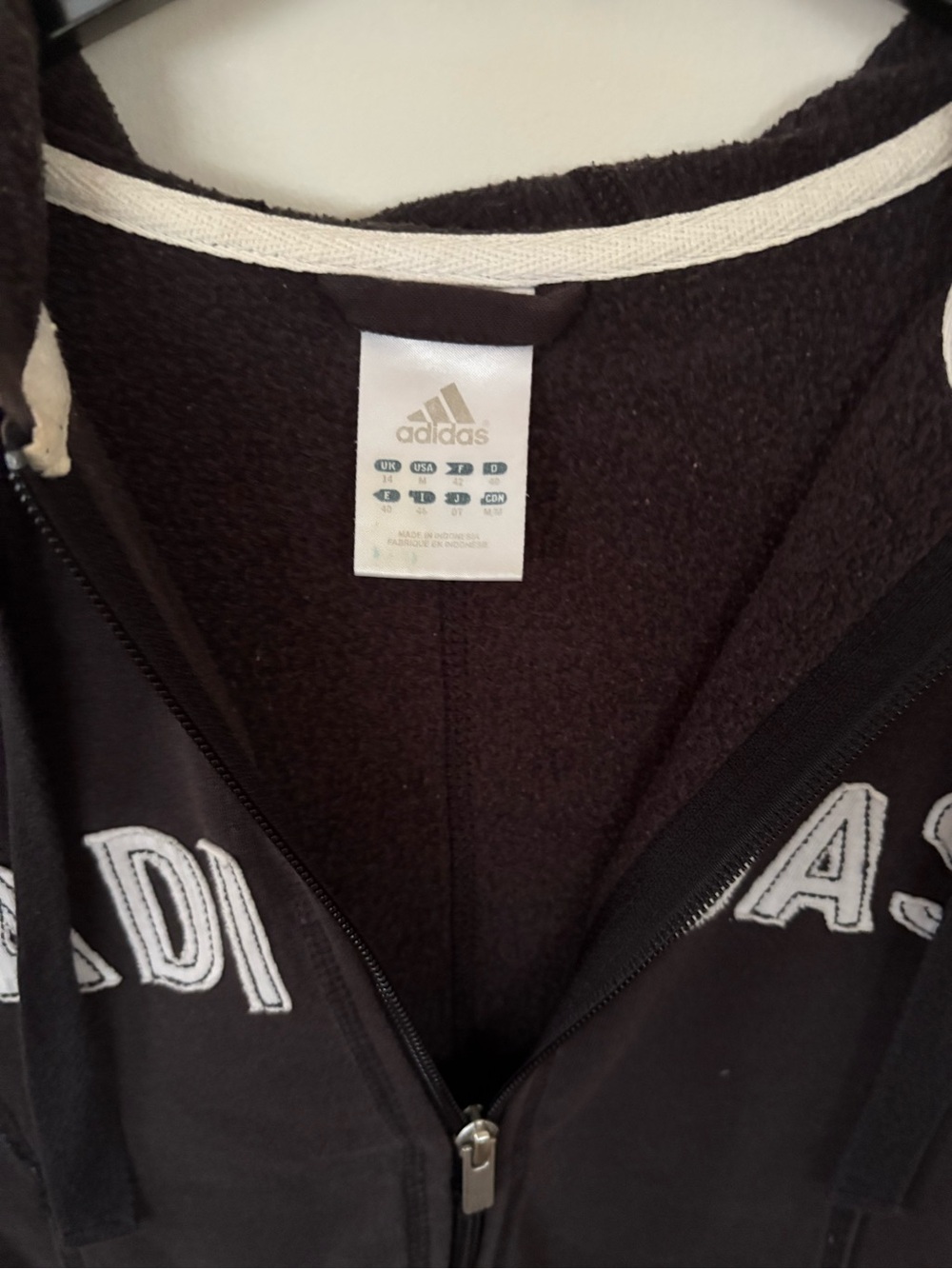 adidas Black Zip-Up Hoodie with White Logo - Picture 2 of 5